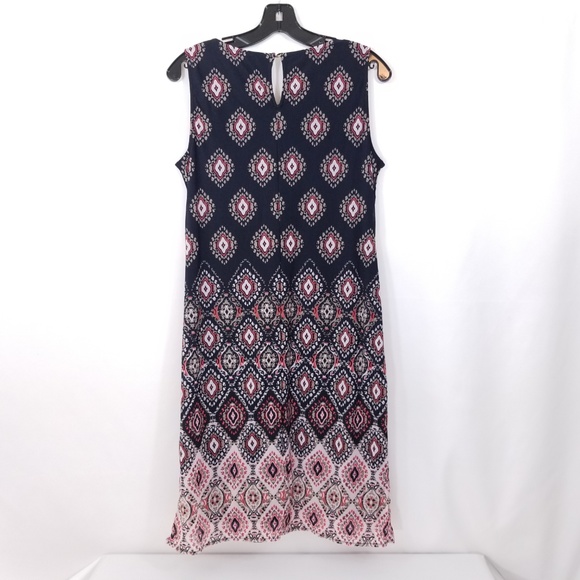 Dana Buchman Sheath Dress Blue Beige Print Small - Picture 3 of 8